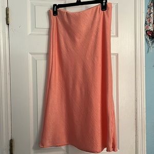 Peach Satin Slip Skirt